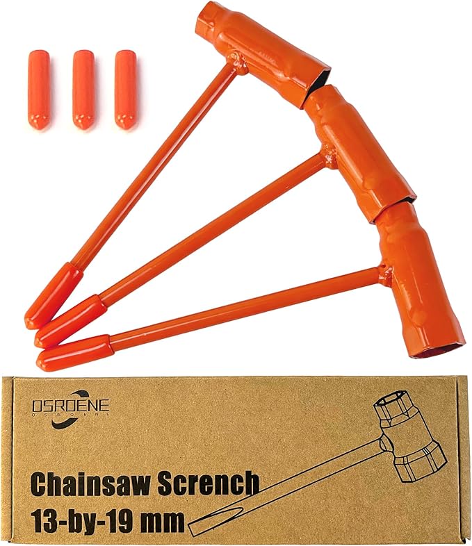 OSROENE 3 Pack Chainsaw Wrench, Orange Chainsaw Tool Compatible with Stihl Husqvarna, Chain Saw Scrench, 13 by 19mm 1/2x3/4 T-Wrench Spanner Tool