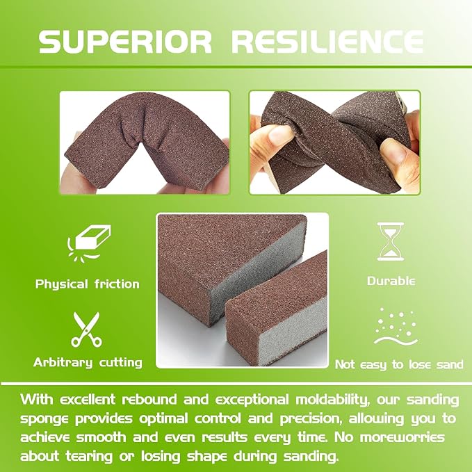 8 Pack Washable Reusable Sanding Blocks 36/60/80/100/120/150/180/220 Grit Assortment Sanding Sponge for Wood/Drywall/Metal/Glasses