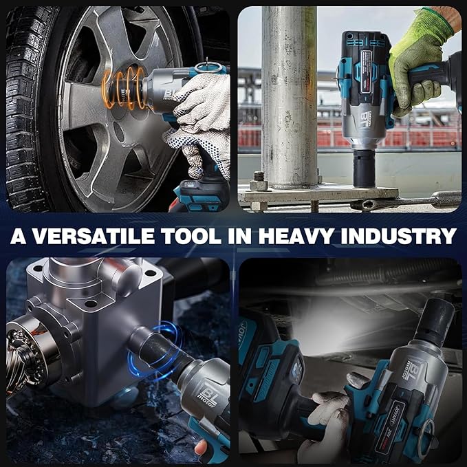 Cordless Impact Wrench Kit, 20V MAX 3/4 Impact Gun, 1474Ft-lbs(2000N.m) Brushless Impact Wrenches, Power Wrench with 6-Mode Speed, 2x4.0Ah Batteries Cordless Impact Driver for Car/Mower