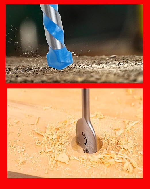 12Pcs Masonry Drill Bit and Wood Spade Drill Bit Drill Mason Stone Concrete Woodworking