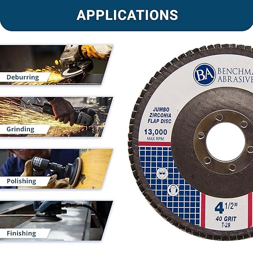 Benchmark Abrasives 4.5" x 7/8" Premium Zirconia Type 29 Flap Disc Grinding Wheel for Angle Grinder - 40 Grit Professional Metal Sanding Tools (100 Pack)
