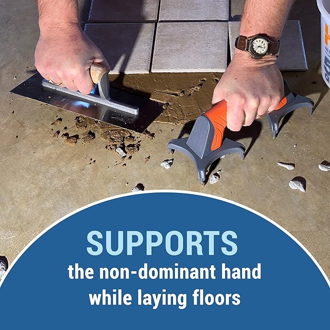 EasyLean Trowel Support Tool, Proudly Made-in-the-USA, Handy Hand Tool for Flooring, Drywall, Cement, and Adhesive Application, Support Tool for Floor Installers with Anti-Slip Spare Feet.