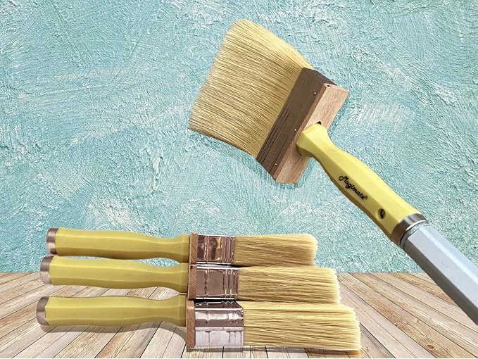 Deck Stain and Sealer Block Paint Brushes on Wood, Walls, Furniture, Shed and Fence, Large and Thick Bristle Paint Brushes, 3-inch, 4-inch and 6-inch Assortment, Set of 3