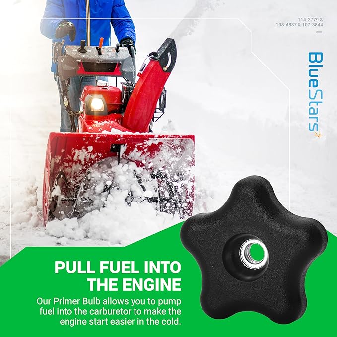 BlueStars 114-3779 Handle Knob 108-4887 Handle Lock 107-3844 Washer - Compatible with Toro 621 721 R E QZR QZE CCR 6053 Snowblower 21" Power Clear 24" Snow Master Snow Blower w/Fuel Line Primer Bulb