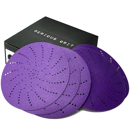 Serious Grit 6-Inch Assorted Grit Ceramic Multi-Hole Hook & Loop Sanding Discs - Advanced Grain for Fast Cutting & Long Life - Film-Backed Universal Fit Sandpaper for 6-in Sanders - 50 Pack Box
