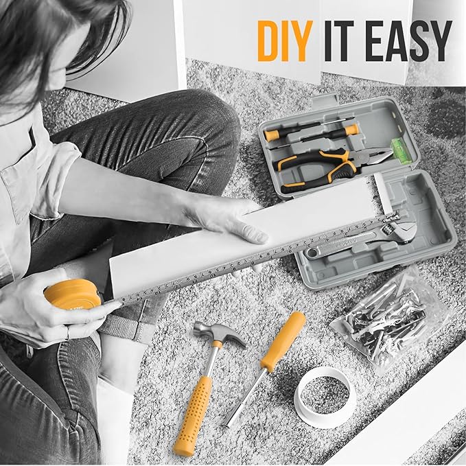 20 Pcs Home Tool Set, Basics Household Tool Kit with Small Mini Carrying Box for Men and Women DIY (Yellow)
