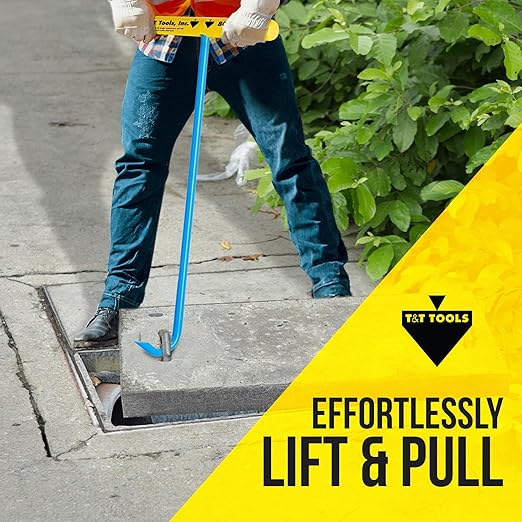 T&T Tools Heavy Duty Handy Hook ??Portable 42 Inch with 3/8" Round Pump Hook End ?밠ultipurpose Lifting and Pulling Tool for Manhole Covers, Septic Tanks, Storm Drains, Sewer Lids & More ?? Pack