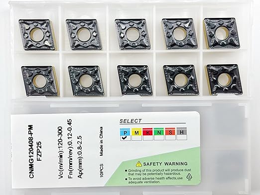 Carbide Inserts CNMG432 CNMG120408 10-Pack, CNC Turning Tool for Steel Metal Cutting, Semi-Finishing Chipbreaker, High Precision CNC Lathe Inserts