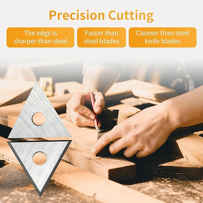 2-Pack 1" Triple-Edge Triangle Carbide Scraper Blades - Double-Edged Reversible Paint Scraper Replacement for Removing Paint, Glue, Varnish & Rust