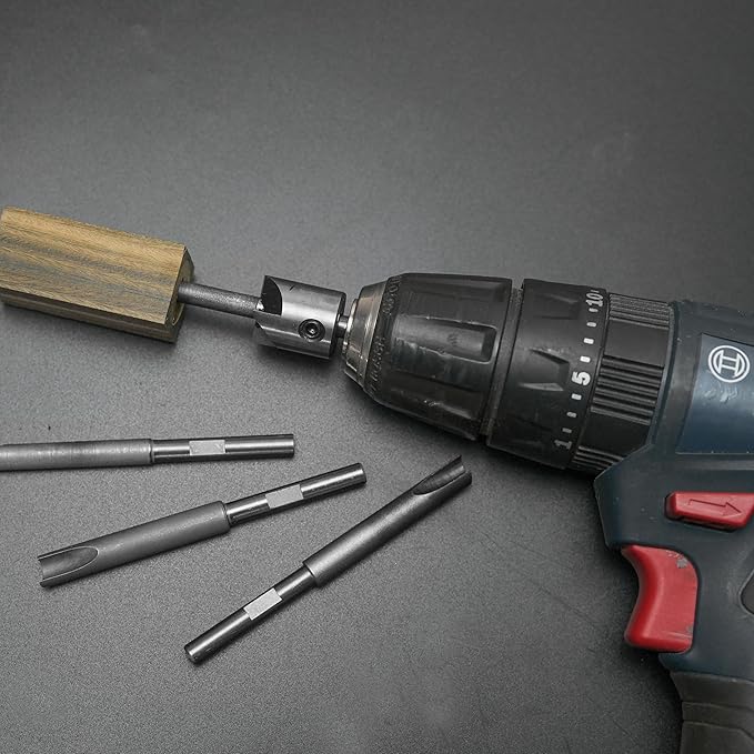 BMWOOD 7 Piece Pencil Trimmer Kit Pencil Trimmer System Milling Cutter Set 7mm 8mm 3/8 Inch 10mm Cutter Shaft 3/4" M2 Steel Cutting Head Socket Adapter Hex Wrench for Woodworking Pen Kit Preparation.