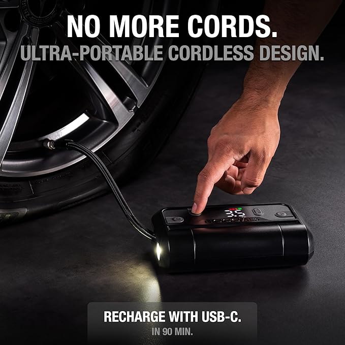 NOCO Air AL5: UltraFast 5A Cordless Tire Inflator ??Portable Battery-Powered Air Compressor Pump ??17 SLPM Airflow Inflates 0??0 PSI in 7 Minutes ??Digital Gauge + Auto-Shutoff