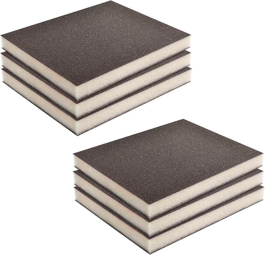6 Pcs Sanding Sponge 100 Grits Wet Dry Sandpaper Sponges Washable & Reusable Sanding Blocks Double Sided Abrasive Sponge for Wood, Metal, Drywall & Furniture Polishing Grey