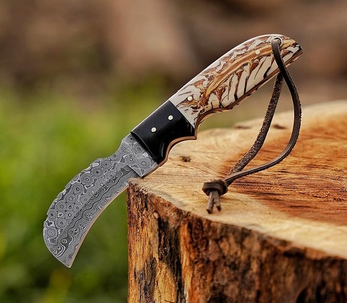 Handmade 1095 Steel Lineman’s Hawkbill knife with Leather sheath, Heavy Duty Utility Knife blade Electrician Wire Skinning knife for professional.