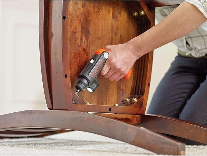 BLACK+DECKER Cordless Screwdriver with LED Light 4V MAX, Electric Screwdriver with 2 Pcs Bit Set (BDCSFL20C)