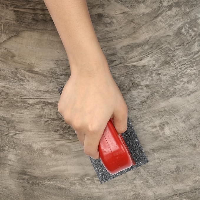 Wenqik 2 Pcs Rub Brick with Handle Concrete 20 Grit Masonry Tools Smoothing Cleaning Removing Marks Tool(Red)