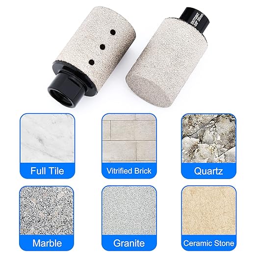 Diamond Coated Finger Bit, 1-3/8" Tile Milling Bit to Enlarge Polish Shape Holes on Porcelain Ceramic Marble Granite Tile Countertop, with 5/8-11 Thread to 3/8" Hex Shank Adapter, Diameter 35mm