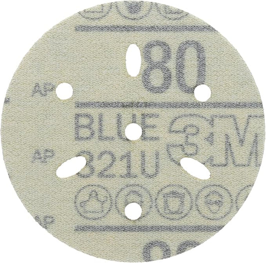 3m 3M-36142 Hookit Blue Abrasive Disc Multi-hole, 3 80 Grade