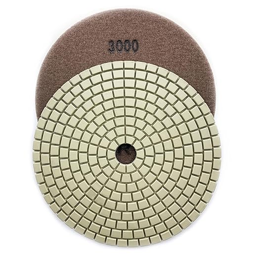 7" High Performance Dry Stone/Concrete Polishing Pads, 2.2mm Segment Height, Turbo Style, 3000 Grit