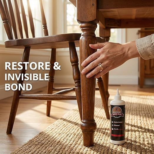 Wood Glue, Strong Glue for Woodworking, Waterproof Clear Wood Glue for Furniture Heavy Duty, Interior & Exterior Furniture Glue for Crafts, Baseboard, Cabinets, Door (500g)