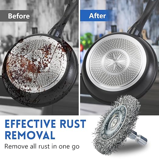 10 Pcs Drill Wire Brushes Coarse Carbon Steel Crimping Wire Wheel Cup Brushes, 1/4 Inch Hex Shank ??Suitable for Rust Cleaning, Stripping & Abrasive Applications