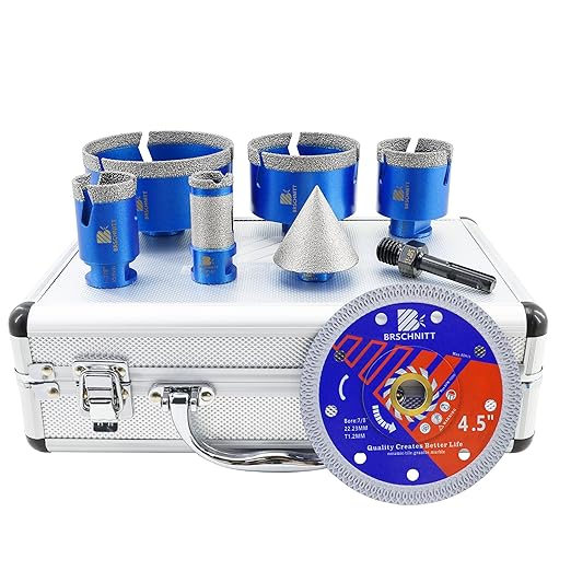 Diamond Core Drill Bit Set - BRSCHNITT Tile Hole Saw Kit 1-3/8"2" 3" 4" & 1" Finger Bit & 2" Chamfer Bit for Porcelain Tile Ceramic Marble Granite Diamond Blade