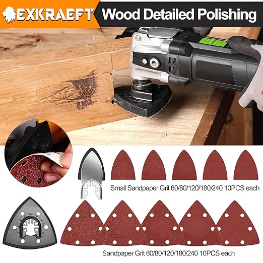 136 PCS Oscillating Tool Blade, Multi Tool Blades Kits with Sandpaper, Arc Edge & Titanium, Oscillating Saw Blades for Wood Metal, Universal Multitool Blades Fit Milwaukee, Ryobi