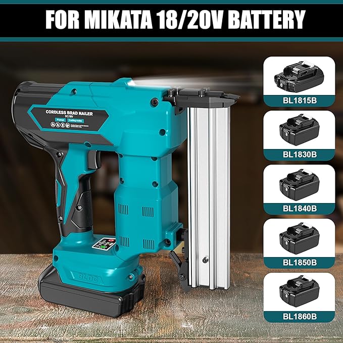 Cordless Brad Nailer Compatible with Makita 18V Lithium-Ion Battery, Powered Electric Nail Gun for Wood 18GA, Brushless Motor, 2 Mode, 18 Gauge 5/8 to 1-1/4 Inch, Tool Only