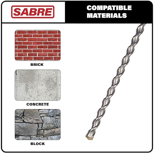 4-Piece 12in SDS Plus Drill Bit Set, Carbide Tipped, Rotary Hammer Drill Bits for Brick, Stone, Concrete (1/4" x 12", 5/16" x 12", 3/8" x 12", 1/2" x 12")