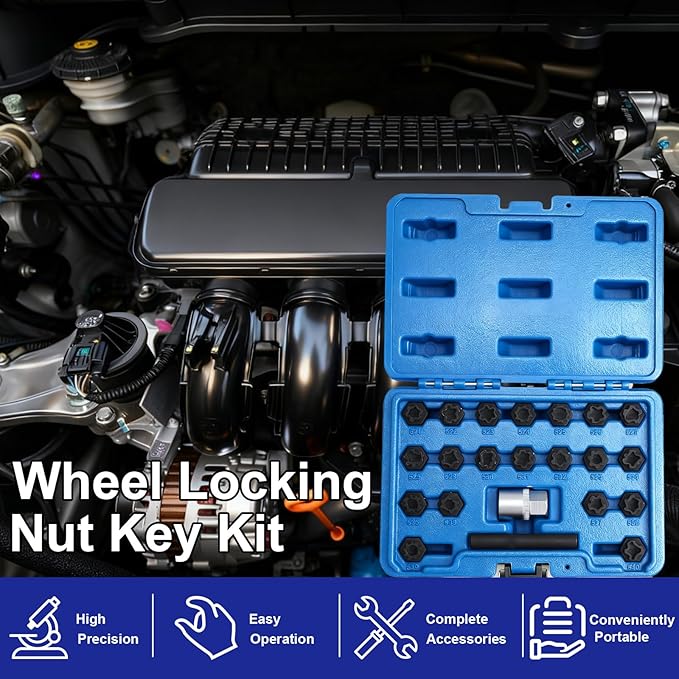 22PCS for V/W Wheel Lock Removal Kit, Locking Lug Nut Removal Tool, Wheel Lock Key Set, Wheel Lock Nut Socket Adapter Set for Wheel Anti-Theft Locks