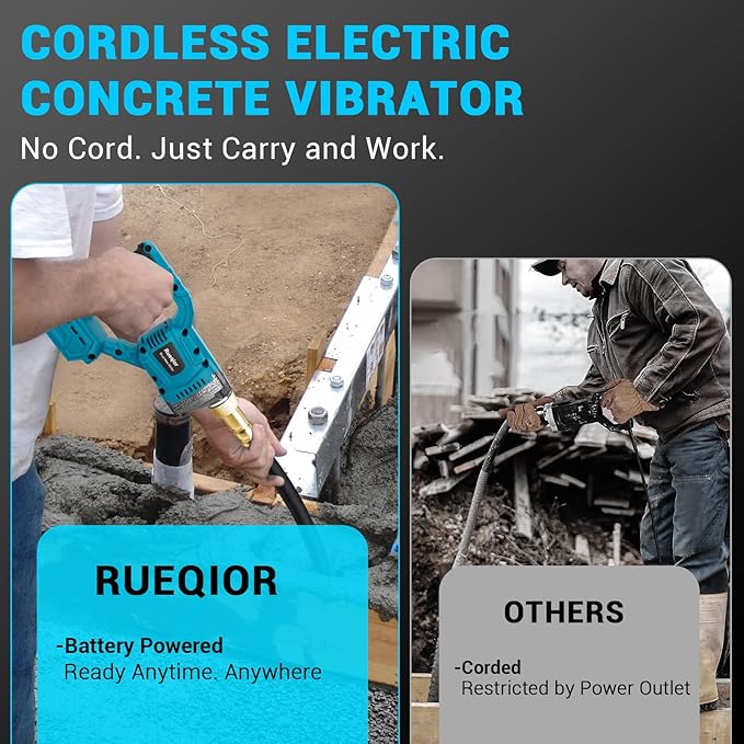 Handheld Concrete Vibrating Tool Compatible with Makita 18V Battery, 600W Cordless Concrete vibrator with 3.8FT Shaft Rod 5,500VPM Portable Pencil Cement Vibrarator Remove Air Bubble(No Battery)