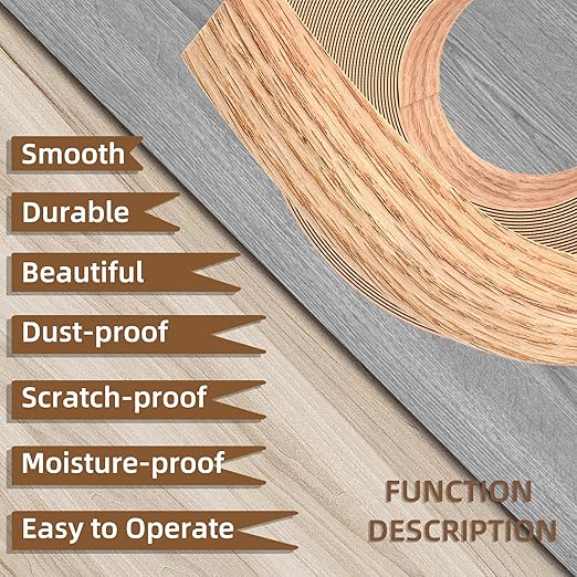 GSCIT Club Red Oak Edge Banding, 13/16 inch x 500ft roll of Veneer Edge Banding - Pre-glued Flexible, Real Wood Tape for Cabinet Repair and Furniture Restoration