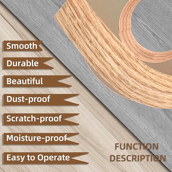 GSCIT Club Red Oak Edge Banding, 1/2 inch x 500ft roll of Wood Veneer Edge Banding Pre-glued Flexible, Real Wood Tape Banding for Cabinet Repair Furniture Restoration