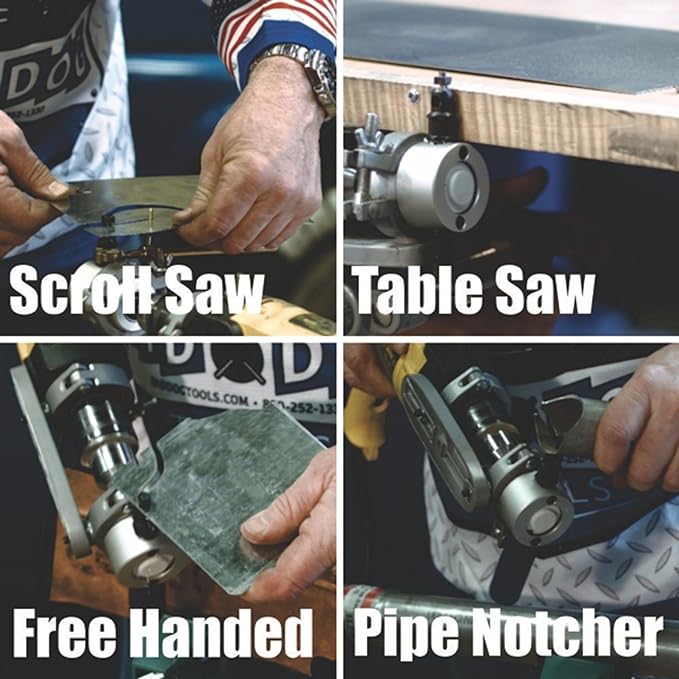 Bad Dog Tools Versa Clamp Biter Accessory: Multipurpose Clamping System. Attaches to Hand Drill (Euro Collar ONLY) to Turn the Biter into a Scroll Saw or Table Saw. 360 Degree Adjustability.