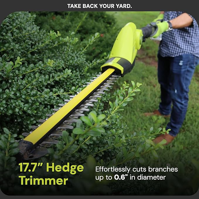 Sun Joe Cordless Lawn Care System, Grass & Hedge Trimmer Combo Power Tool Kit with 8??Pole Saw, Batteries & Charger - Heavy-Duty Trimming Machine Set for Lawn, Yard & Gardening Care, IONMAX GTS4002C
