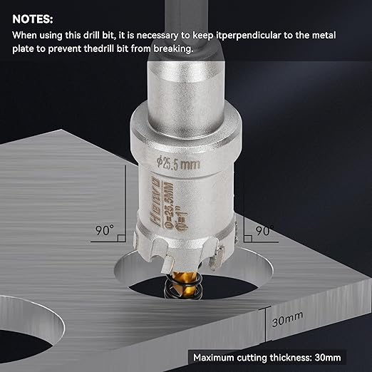 Hole Saw 3-5/8" (92mm) Heavy Duty Carbide with 2 Pilot Drill Bits - Metal Hole Cutter Cuts Stainless Steel, Iron, Copper, Brass, Plastic