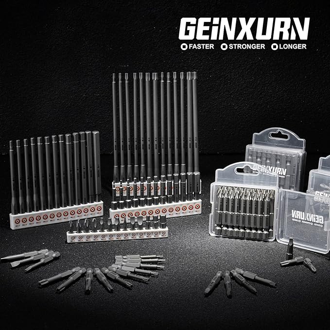 26Pieces Fixedge Screwdriver bit set, 6 inches Magnetic Alloy Steel Phillips/Slotted/Square/Torx/Hex/Security Torx Insert Power Bits Tips with Storage Organizer for Home Repair