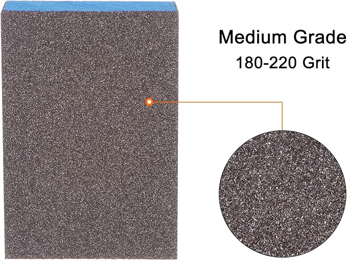 HARFINGTON 4pcs Sanding Sponge Blocks #80 (180-220 Grits) Wet/Dry Hand Sanding Sponges, 100x70x25mm Foam Sanding Block Pad for Polishing Kitchen Metal Wood Drywall Furniture, Brown&Blue