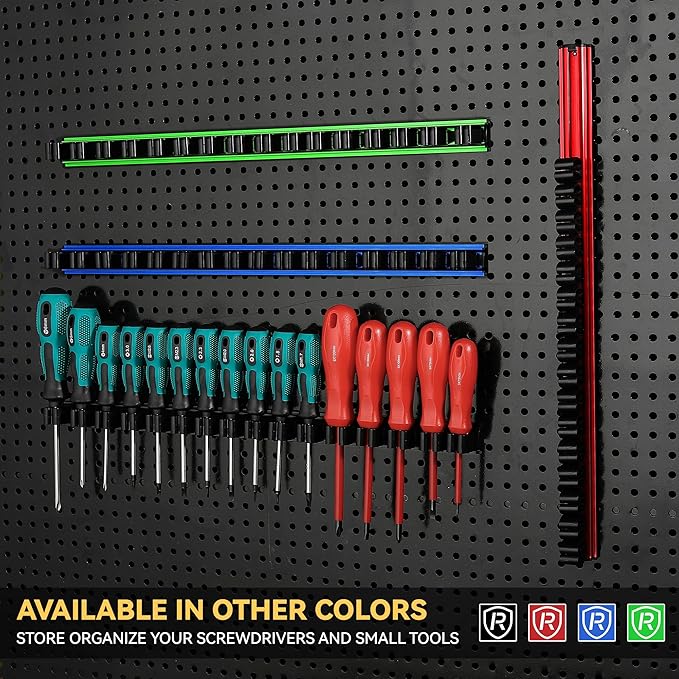 Magnetic Screwdriver Organizer, Aluminum Alloy Rail Tool Holder, Fits Up to 16 Screwdrivers (Blue)
