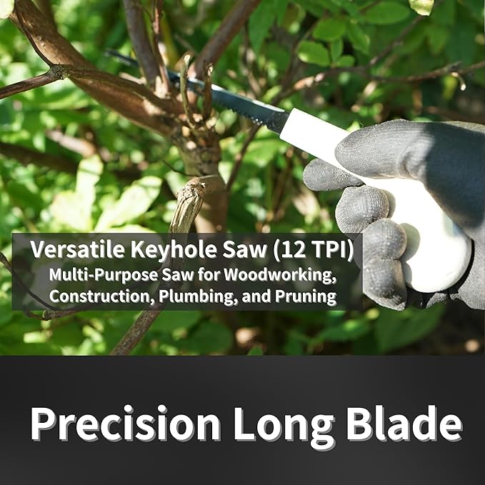 Keyhole Saw Long Blade 7-7/8" Made in JAPAN, Japanese Pull Saw for Wood, Plywood, Drywall, Sheetrock, Gypsum Board, Plasterboard, Bonsai Pruning, Woodworking, Wood Handle