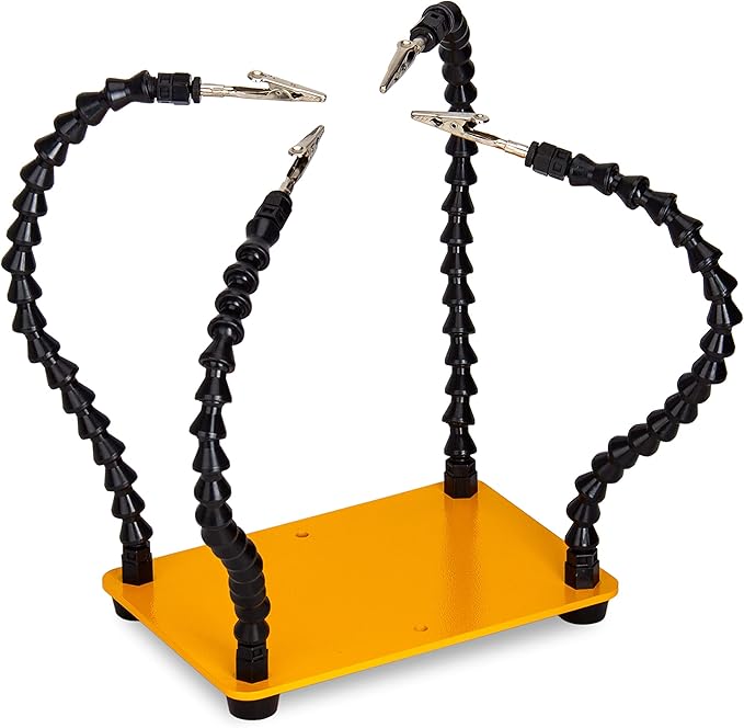 KOTTO Helping Hands Soldering Tool - 4 Arm Non-Slip - Steel Weighted Base with Heavy Duty Clips - Circuit Boards Holder - Crafts Jewelry Hobby Electronic