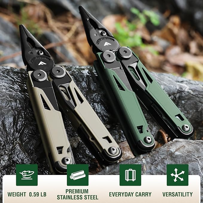 FLISSA Multitool, 15-in-1 Multi Tool Pocket Knife with Sheath, Stainless Steel EDC Multitool Pliers for Men, All-in-One Tools for Camping, Fishing, Survival ??Ideal Christmas Gift for Man