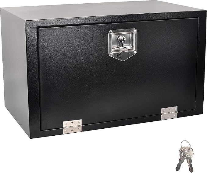 Steel Truck Tool Box, 30’’ Underbody Truck Toolboxes for Trailer, Rv -Black（30x18x18 Inch）