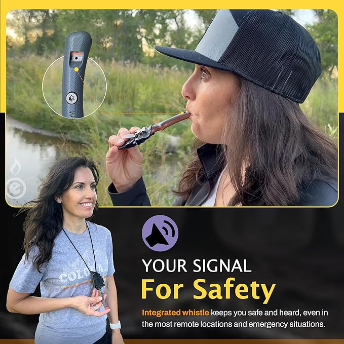 OUTDOOR ELEMENT Contour Feather Survival and Culinary Knives ??VG10 Steel Fixed Blade with Fire Starter, Hex Driver, Knife Sharpener, Sheath & Built in Whistle - Built For Camping & Outdoor Adventure