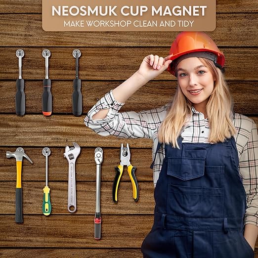 Neosmuk Magnets with Screws,22lbs+ Heavy Duty Rare Earth Neodymium Mounting Magnets with Holes, Countersunk Round Disc Industrial Magnets for Wall Mounting, 6 Pack