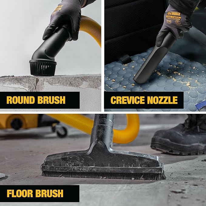 DEWALT 12 Gallon STEALTHSONIC Ultra Quiet Poly Wet Dry Vacuum, DXV12P-QTA Powerful Suction Noise Reduction Vac, 5.5 Peak HP Shop Vacuum for Jobsite/Workshop, Reduce Motor Noise, Yellow