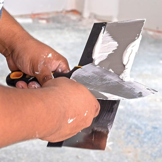 DEWALT Stainless Steel Taping Knife & Mud Pan Set | 8,10,12 Inch Taping Knives, 14 Inch Mud Pan, Bonus 6" Soft Grip Putty Knife | Soft Grip Handles | Sheetrock Gyprock Plasterboard | DXTT-3-174