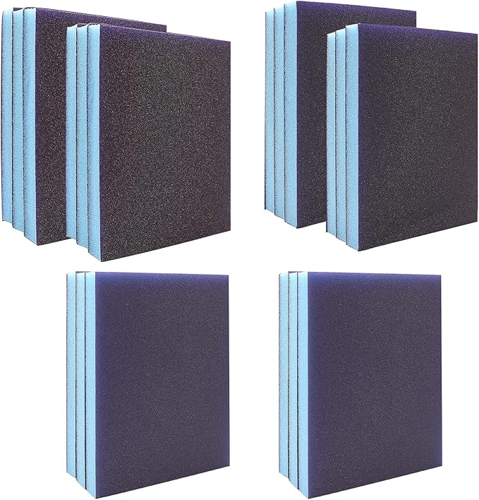 18Pcs 100/120/220 Grit Sanding Sponge, Jamiikury Wet Dry Sanding Blocks Washable and Reusable Sandpaper Sponge for Wood Metal FurniturePaint and Drywall (Medium, Fine