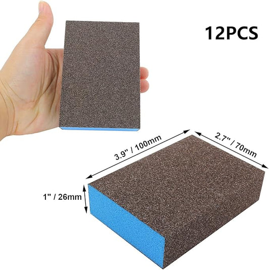 12Pcs Coarse Sanding Sponge 80 Grit, Wet Dry Sanding Block Sanding Sponge Metal Sandpaper Blocks for Drywall Wood Plastic Metal Furniture
