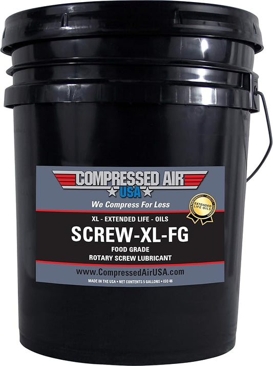 Food Grade 6000 Hour Rotary Screw Air Compressor Lubricating Oil - CompressedAirUSA - XL - Extended Life Oils (5 Gallon)