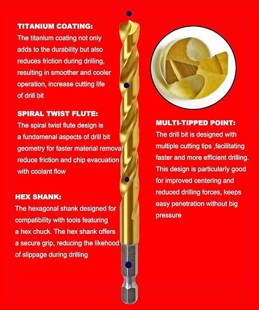 27Pcs Set Masonry Drill Bit HSS Titanium Coated Drill Bit and Screwdriver Bits Drill Metal Steel Mason Concrete Stone
